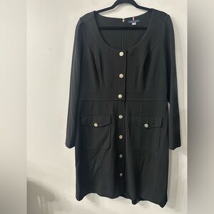 Tommy Hilfiger Black Long Sleeve Dress with Button Accents